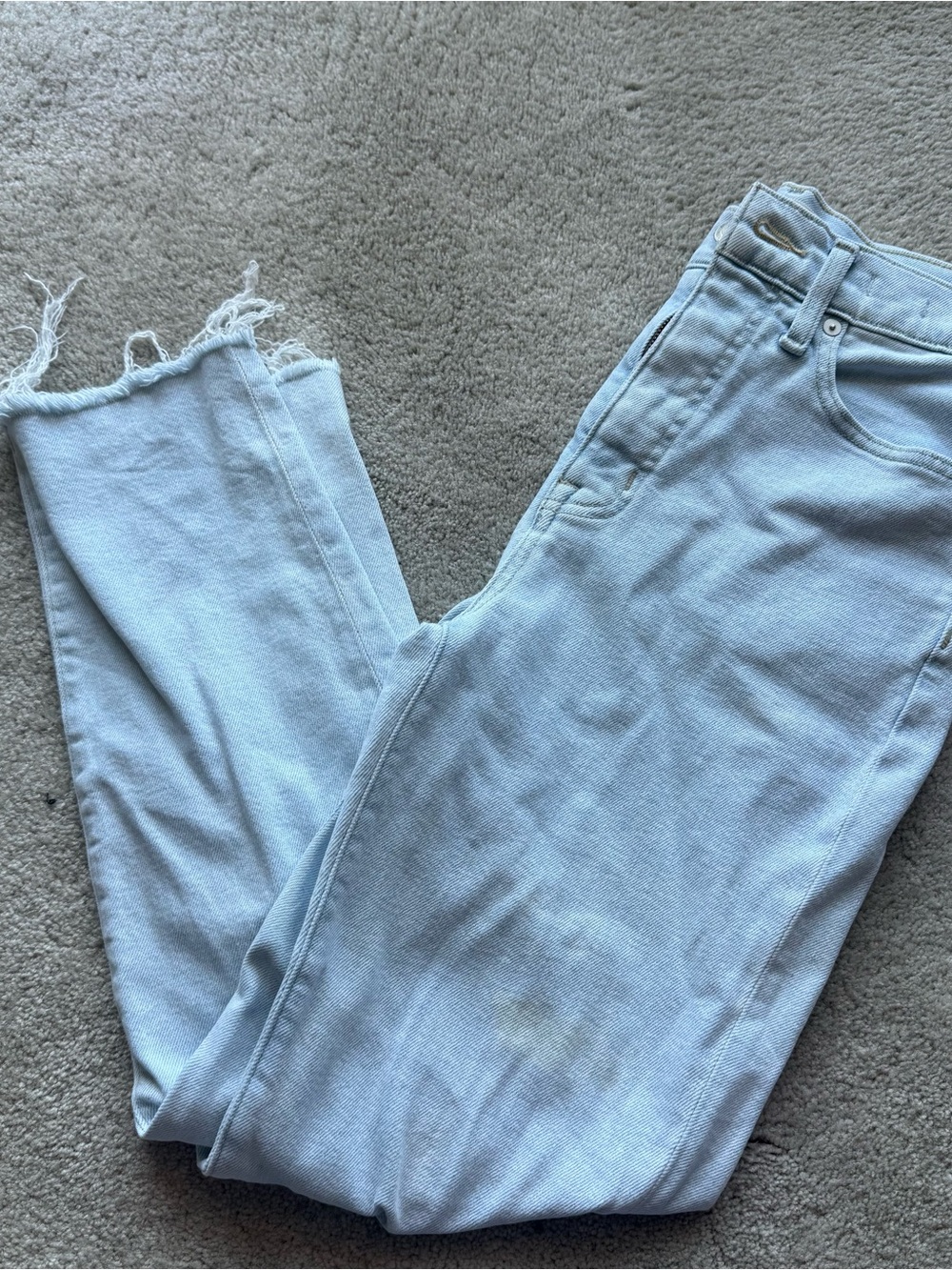 Madewell Light Blue Skinny High-Rise Jeans with Raw Hem